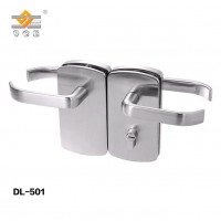 Stainless Steel Frameless Glass Double Door Handle Lock With Key